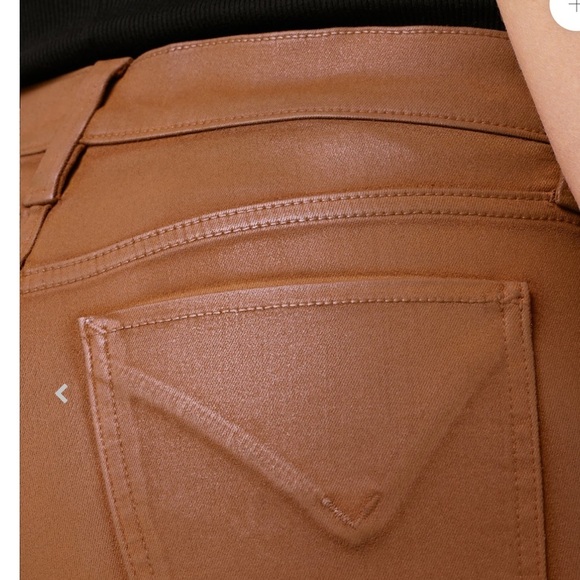 Hudson Barbara High Rise Baby Bootcut Coated Jeans Size 33/16 Caramel Cafe - Picture 7 of 15